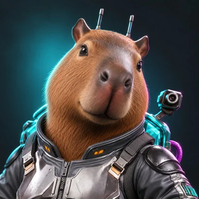 Capybara in futuristic armour